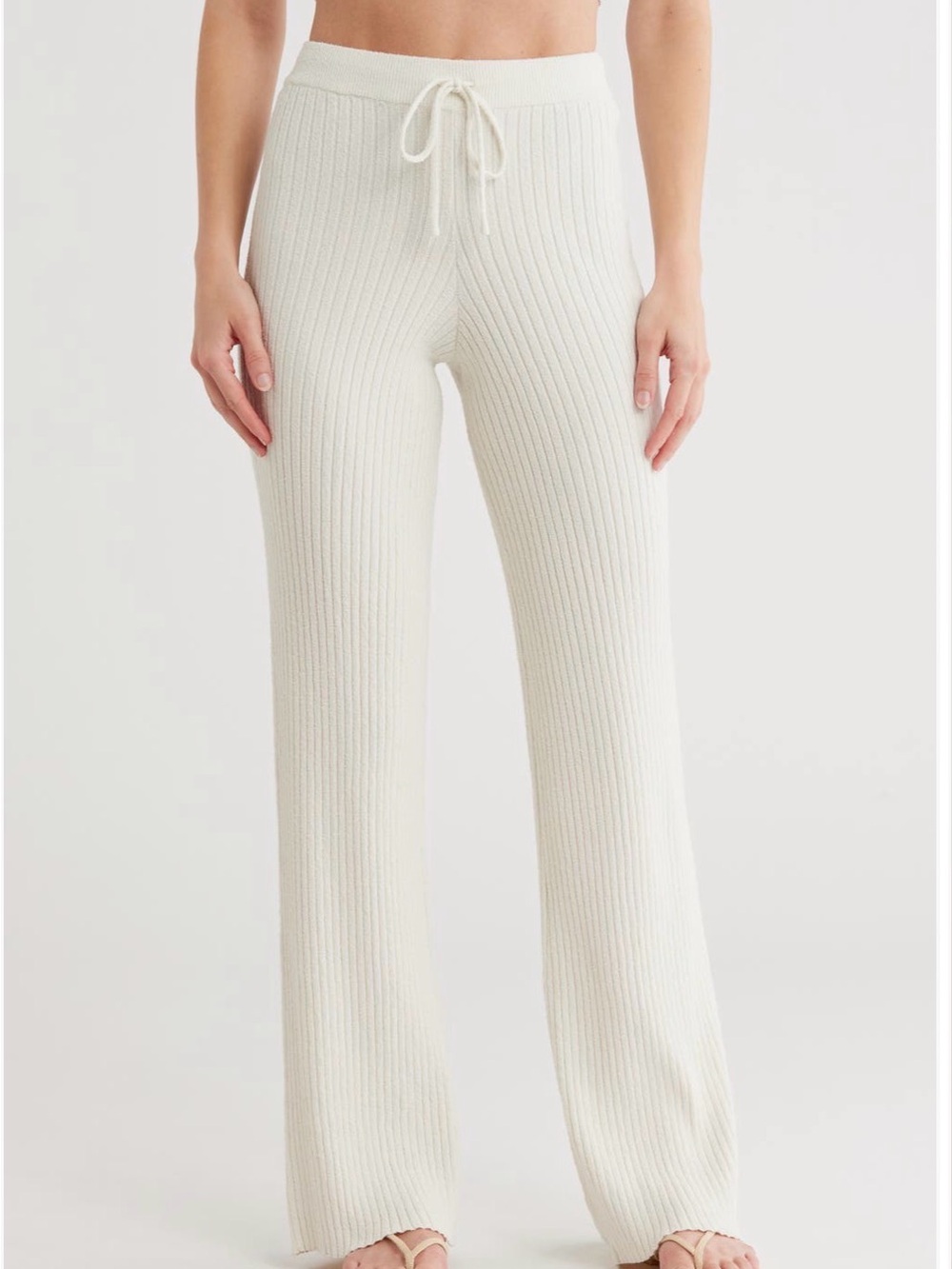 Good American
Terry Rib Knit
Wide Leg Pants - cloud white, medium